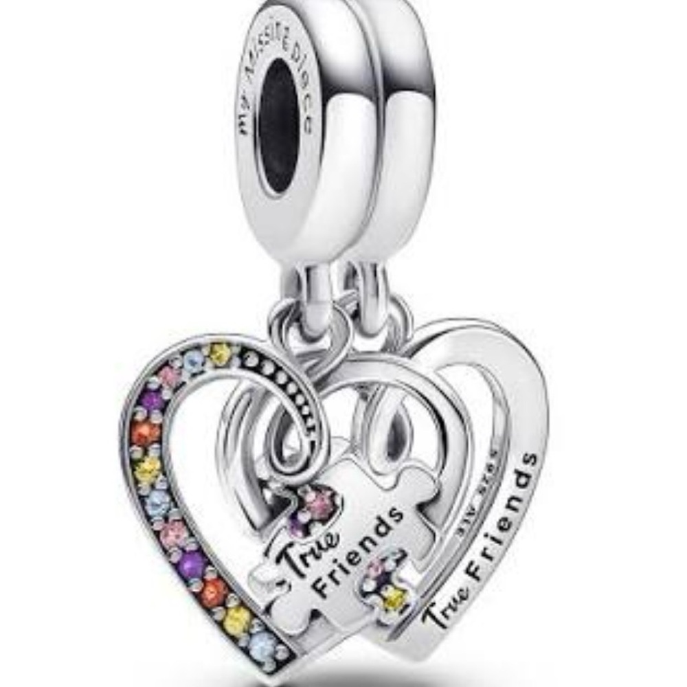 Pandora Silver Heart Puzzle Charm with Multicolor Stones‎